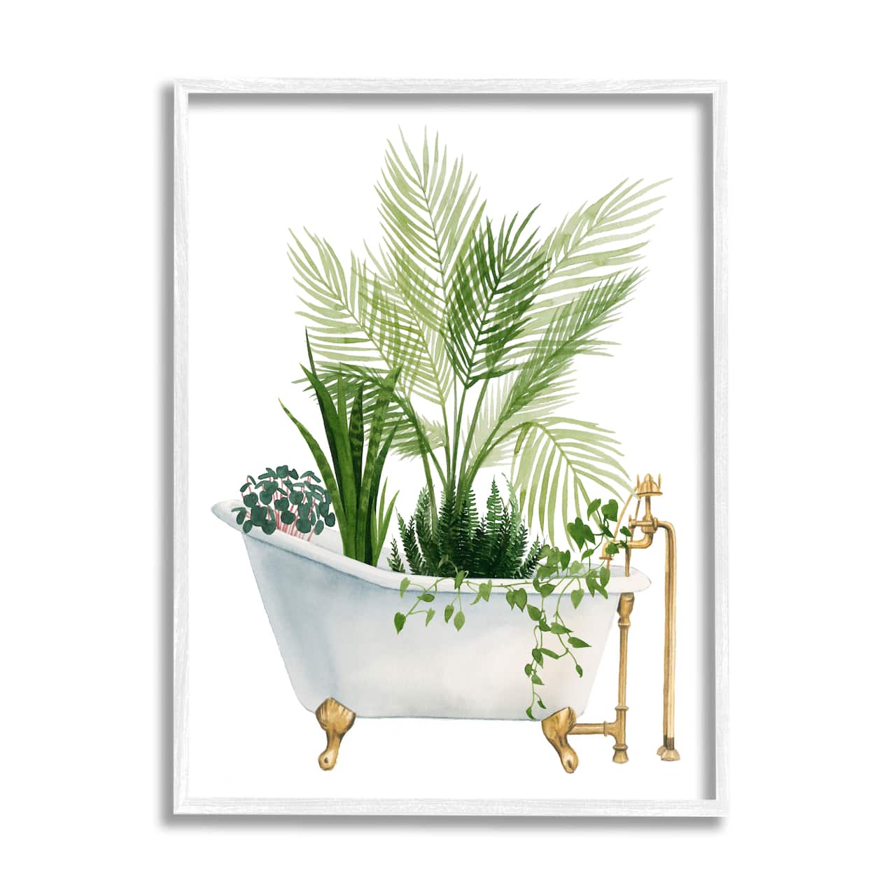 Stupell Industries Various Plants Greenery Vintage Tub Framed Giclee Art